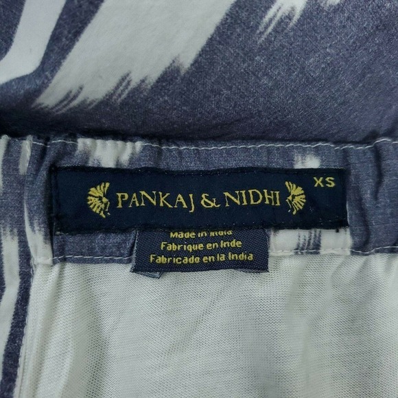 Pankaj & Nidhi Anthropologie Dress XS Off Shoulder Ikat Pom Pom Tassel Mini - Picture 9 of 10